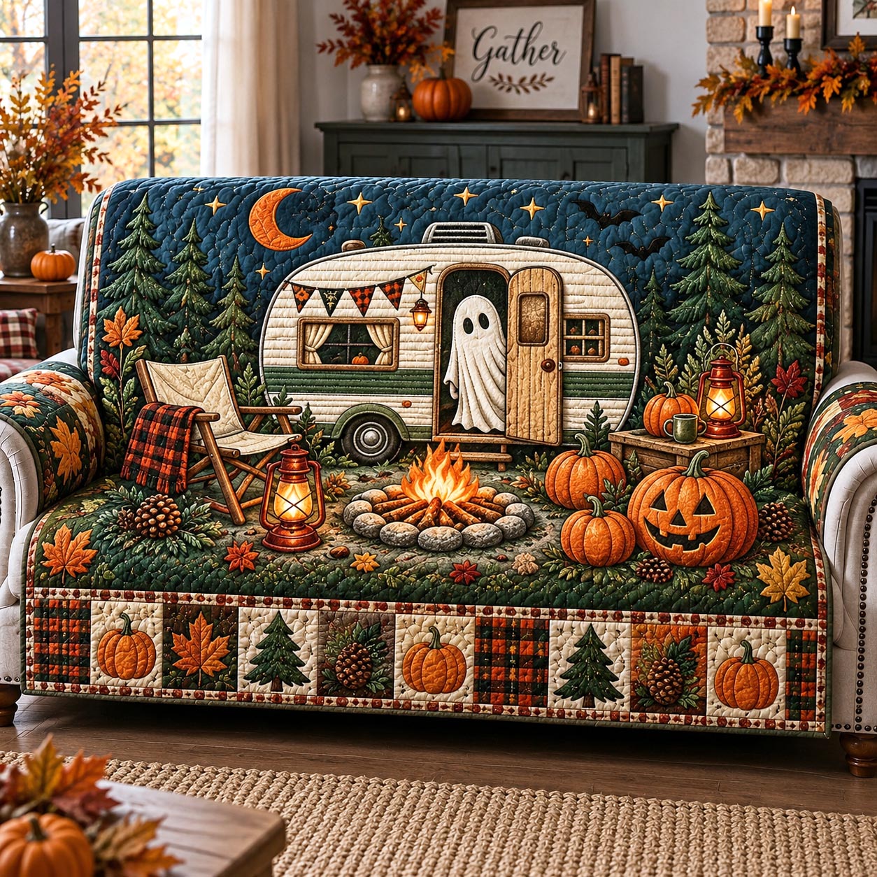 Cozy Ghost Camper Quilted Sofa Cover GFTOTP21613