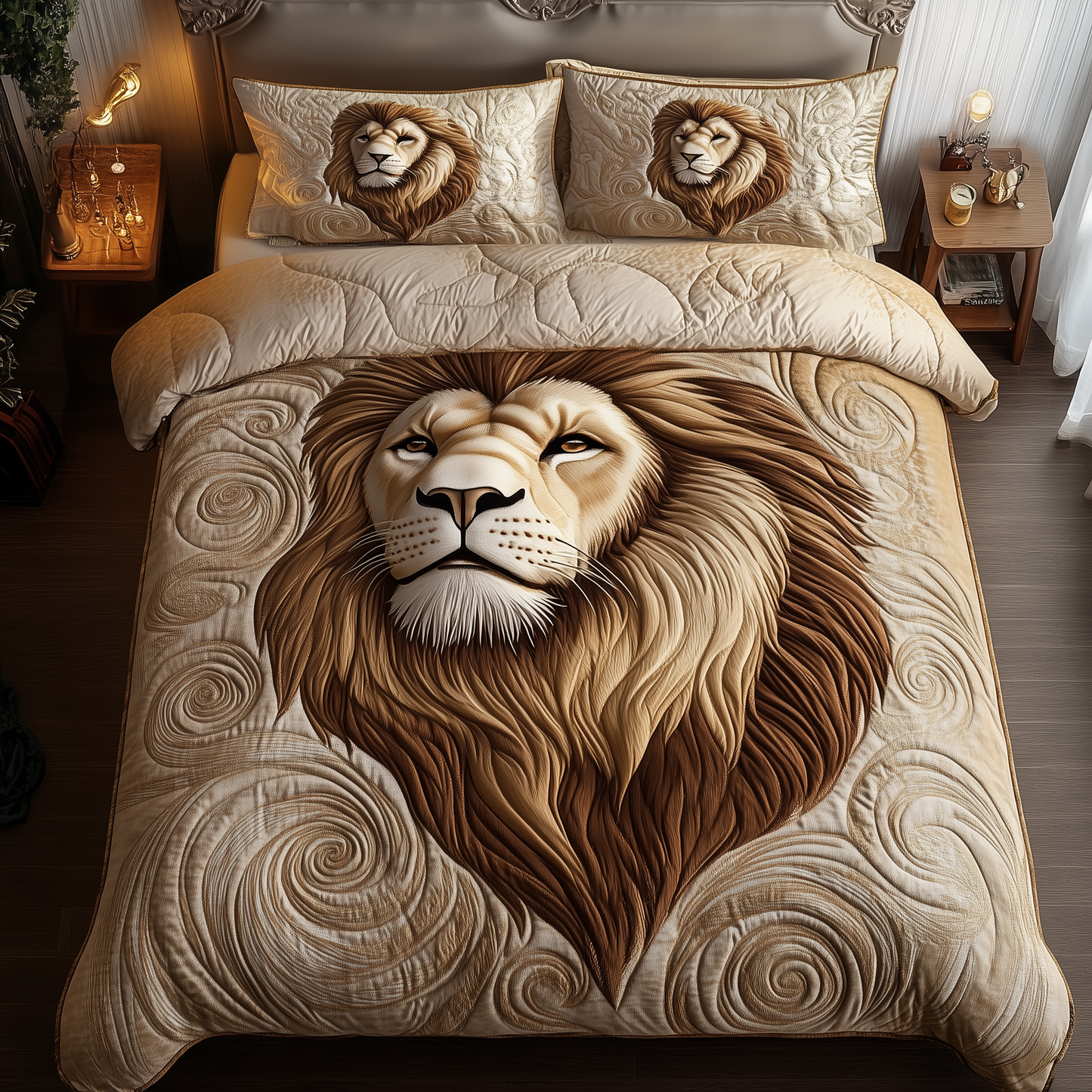 Majestic Lion 3-Piece Quilted Bedding Set GFTOTP2161