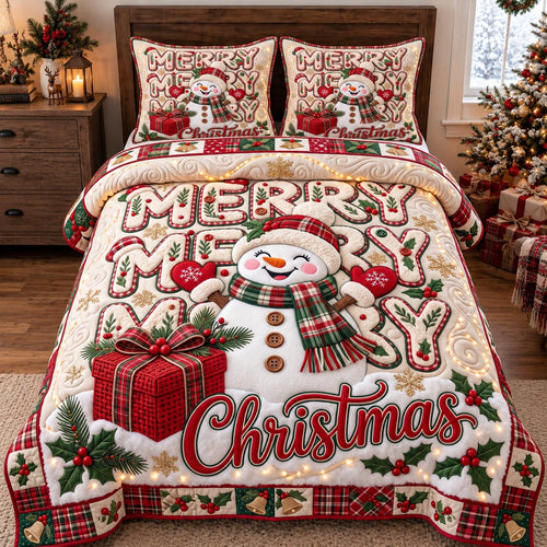Merry Merry Snowman 3-Piece Quilted Bedding Set GFTOTP21651