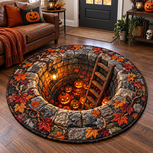 Pumpkin Stone Well Quilted Round Mat GFTOTP21654