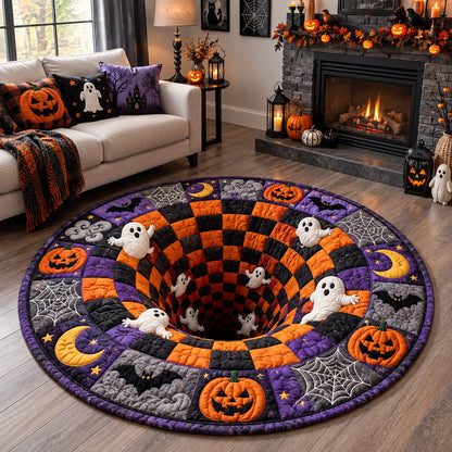 Checkered Ghost Vortex Quilted Round Mat GFTOTP21657