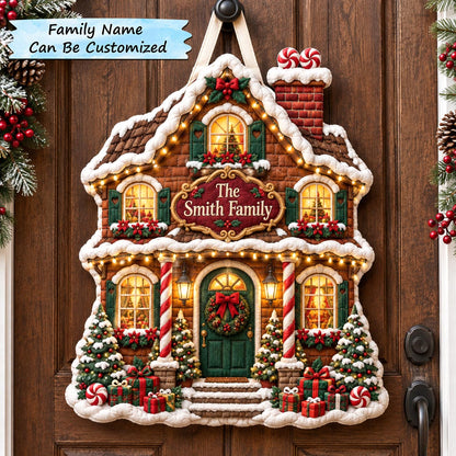Personalized Christmas Cottage Custom Shape Quilted Door Hanger QTCUZ GFTOTP21721