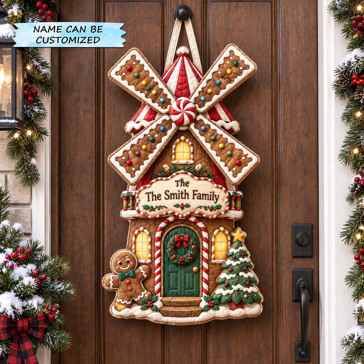 Personalized Christmas Windmill Custom Shape Quilted Door Hanger QTCUZ GFTOTP21725