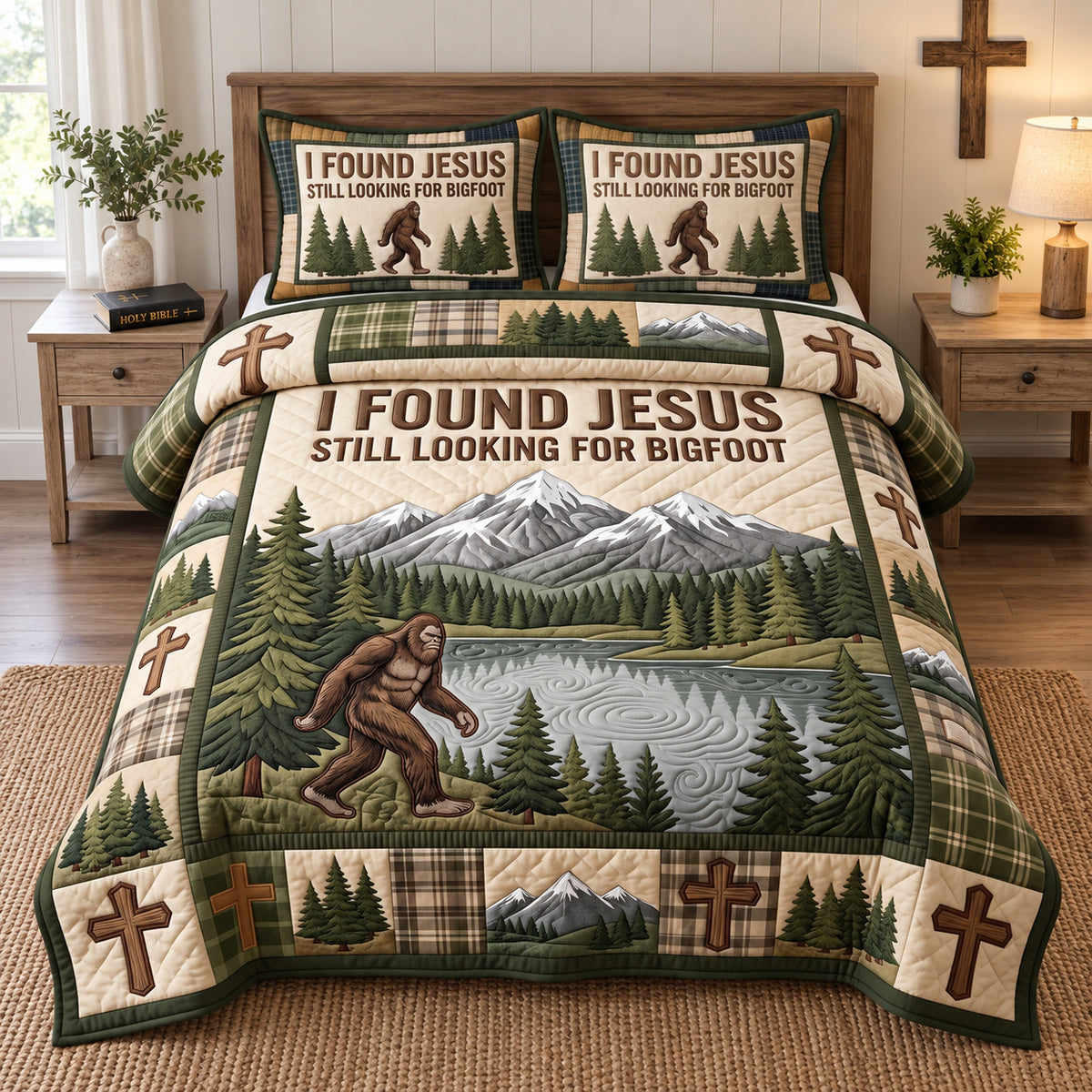 Faithful Bigfoot Woods 3-Piece Quilted Bedding Set GFTOTP21774
