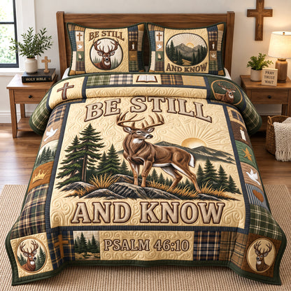 Golden Sunrise Buck 3-Piece Quilted Bedding Set GFTOTP21775