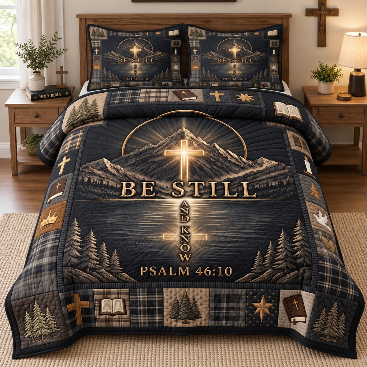 Golden Mountain Faith 3-Piece Quilted Bedding Set GFTOTP21777