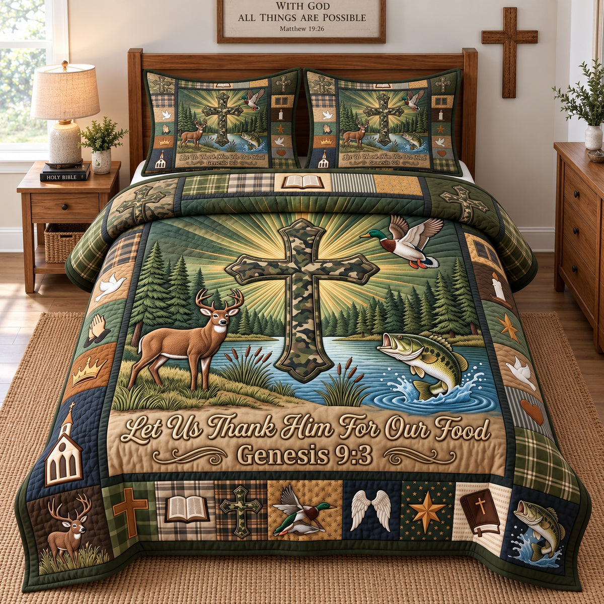 Camo Outdoor Grace 3-Piece Quilted Bedding Set GFTOTP21778