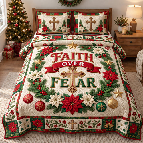 Faith Over Fear 3-Piece Quilted Bedding Set GFTOTP21786