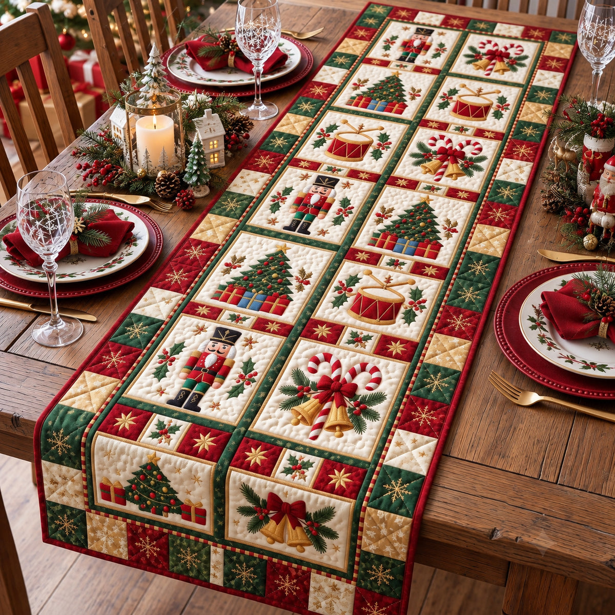 Classic Holiday Parade Quilted Table Runner GFTOTP21795