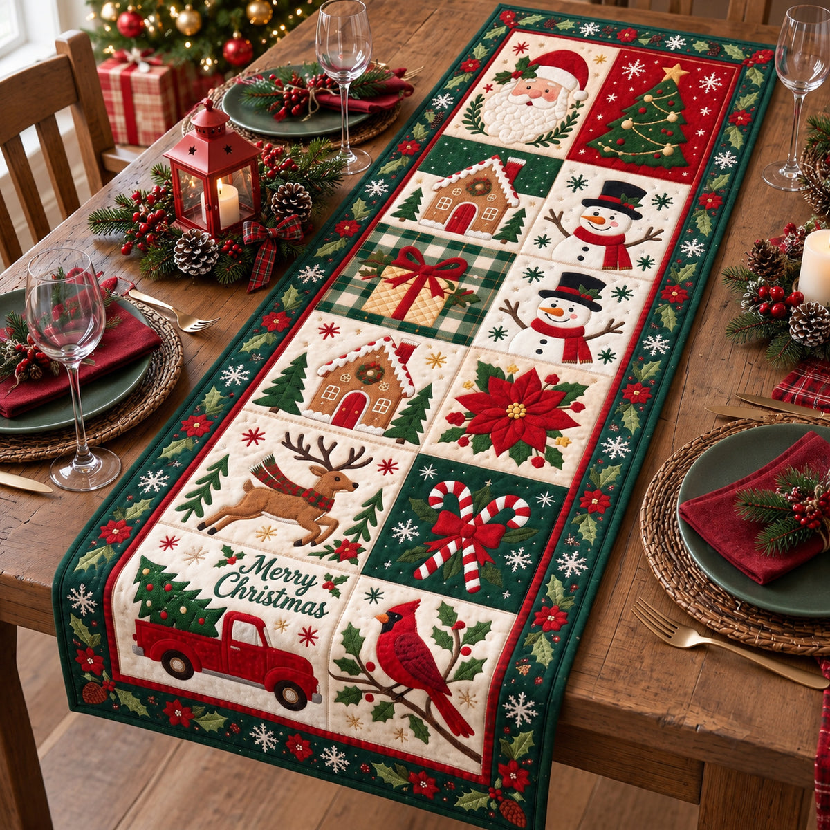 Festive Patchwork Cheer Quilted Table Runner GFTOTP21797