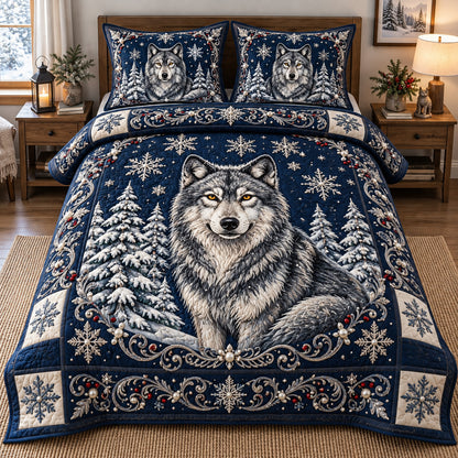 Royal Frost Wolf 3-Piece Quilted Bedding Set GFTOTP21816