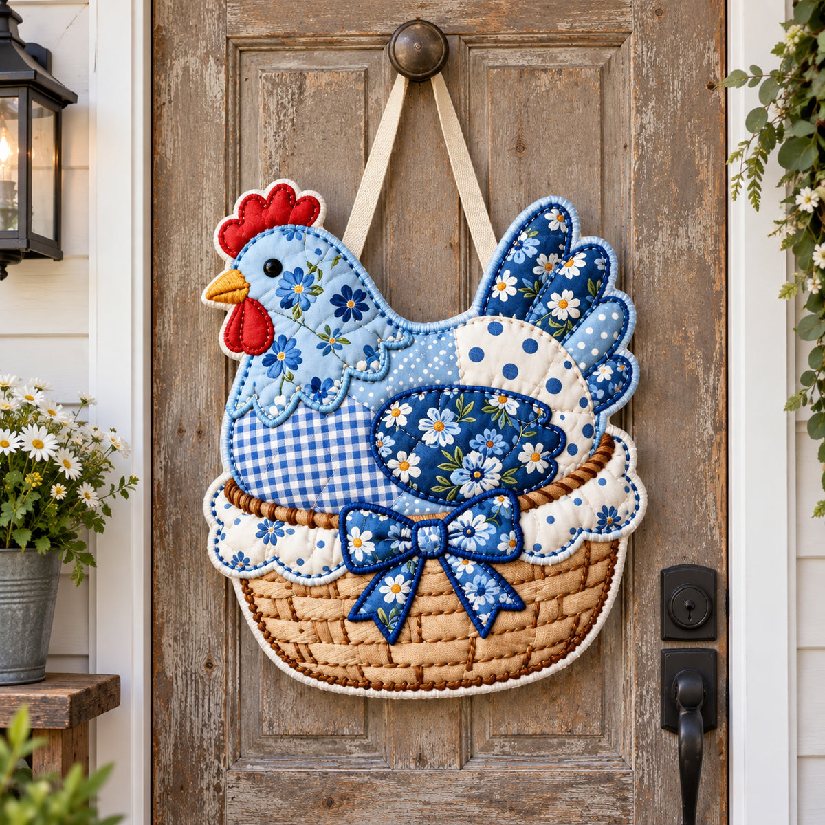 Blue Hen Basket Custom Shape Quilted Door Hanger GFTOTP21871