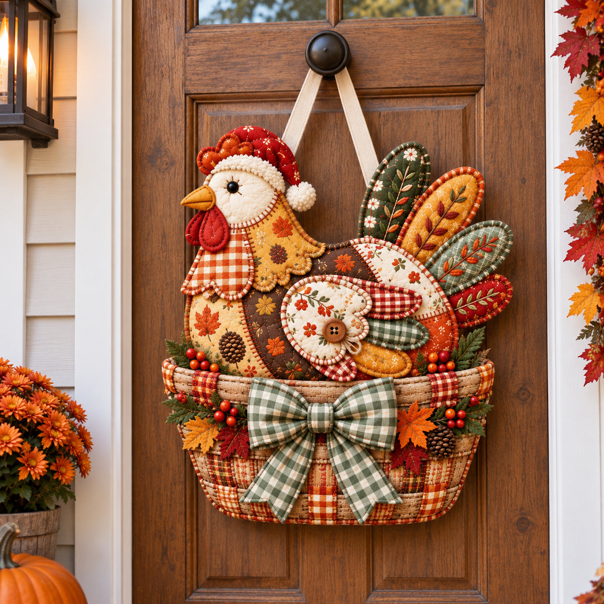 Autumn Hen Custom Shape Quilted Door Hanger GFTOTP21872