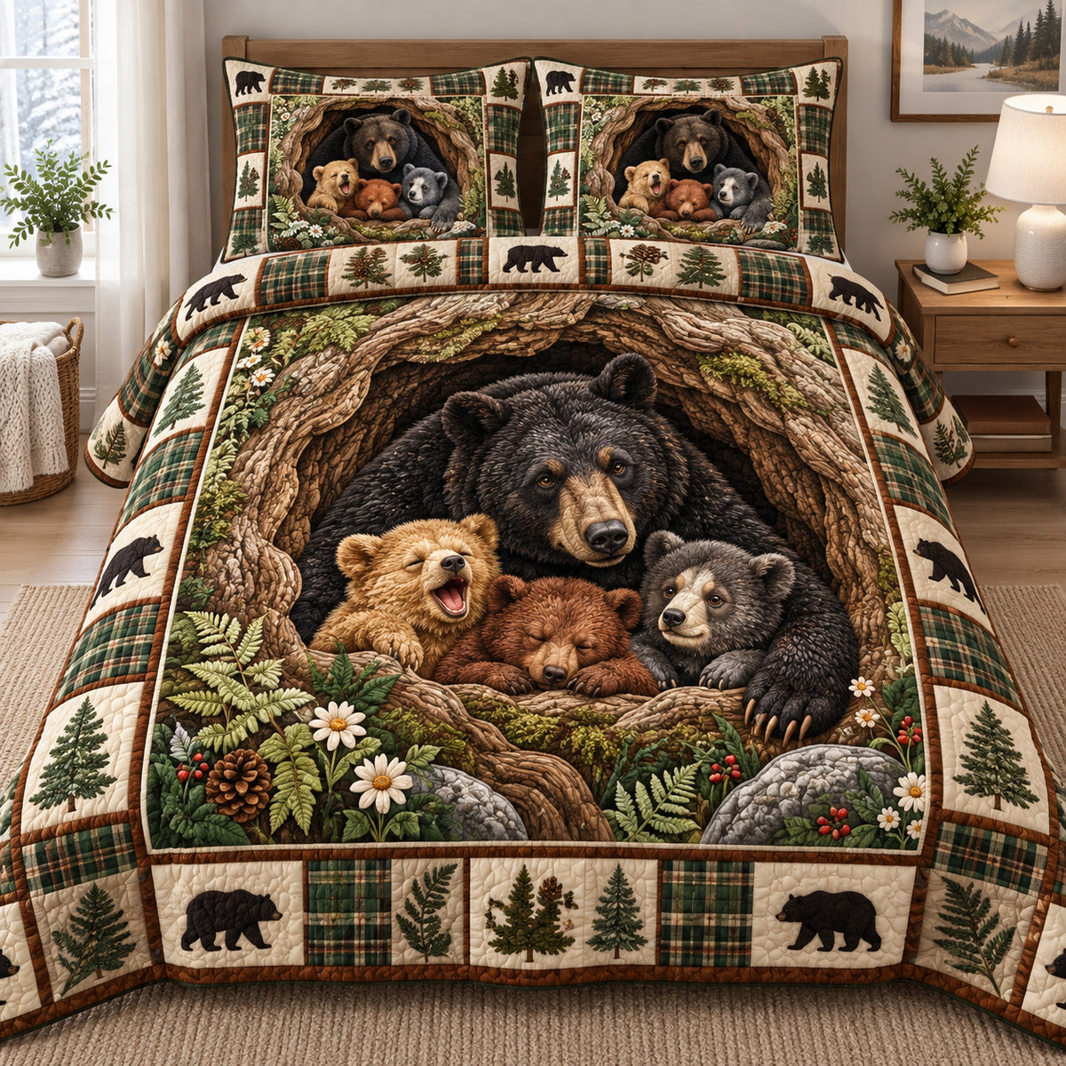 Cozy Bear Den 3-Piece Quilted Bedding Set GFTOTP21882