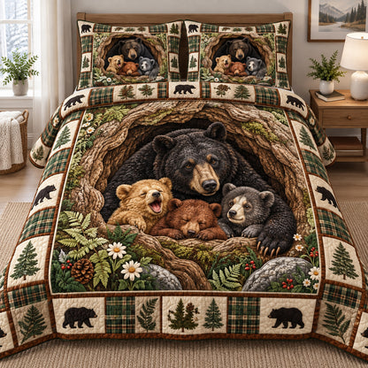Cozy Bear Den 3-Piece Quilted Bedding Set GFTOTP21882