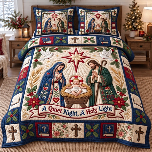 Holy Light Nativity 3-Piece Quilted Bedding Set GFTOTP21913