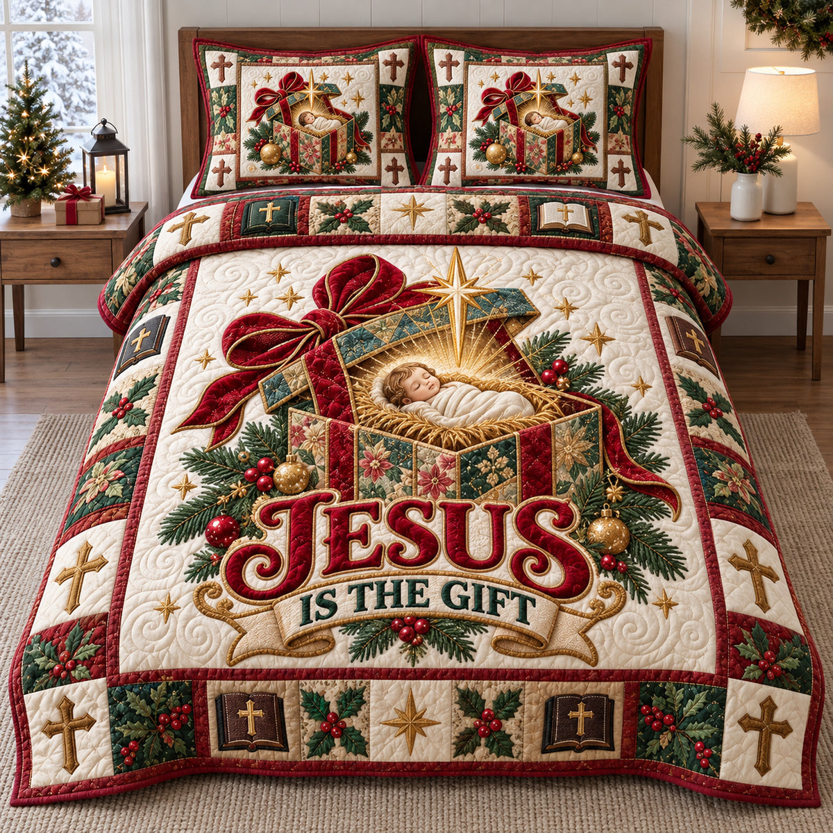 Jesus The Gift 3-Piece Quilted Bedding Set GFTOTP21915