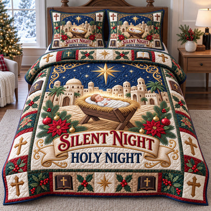 Silent Night Nativity 3-Piece Quilted Bedding Set GFTOTP21917