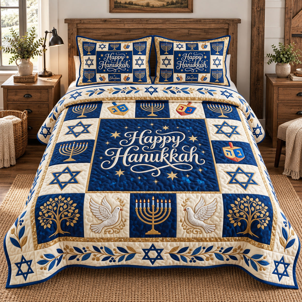 Hanukkah Patchwork 3-Piece Quilted Bedding Set GFTOTP21920
