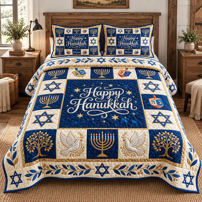 Hanukkah Patchwork 3-Piece Quilted Bedding Set GFTOTP21920