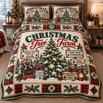 Christmas Tree Farm 3-Piece Quilted Bedding Set GFTOTP21929