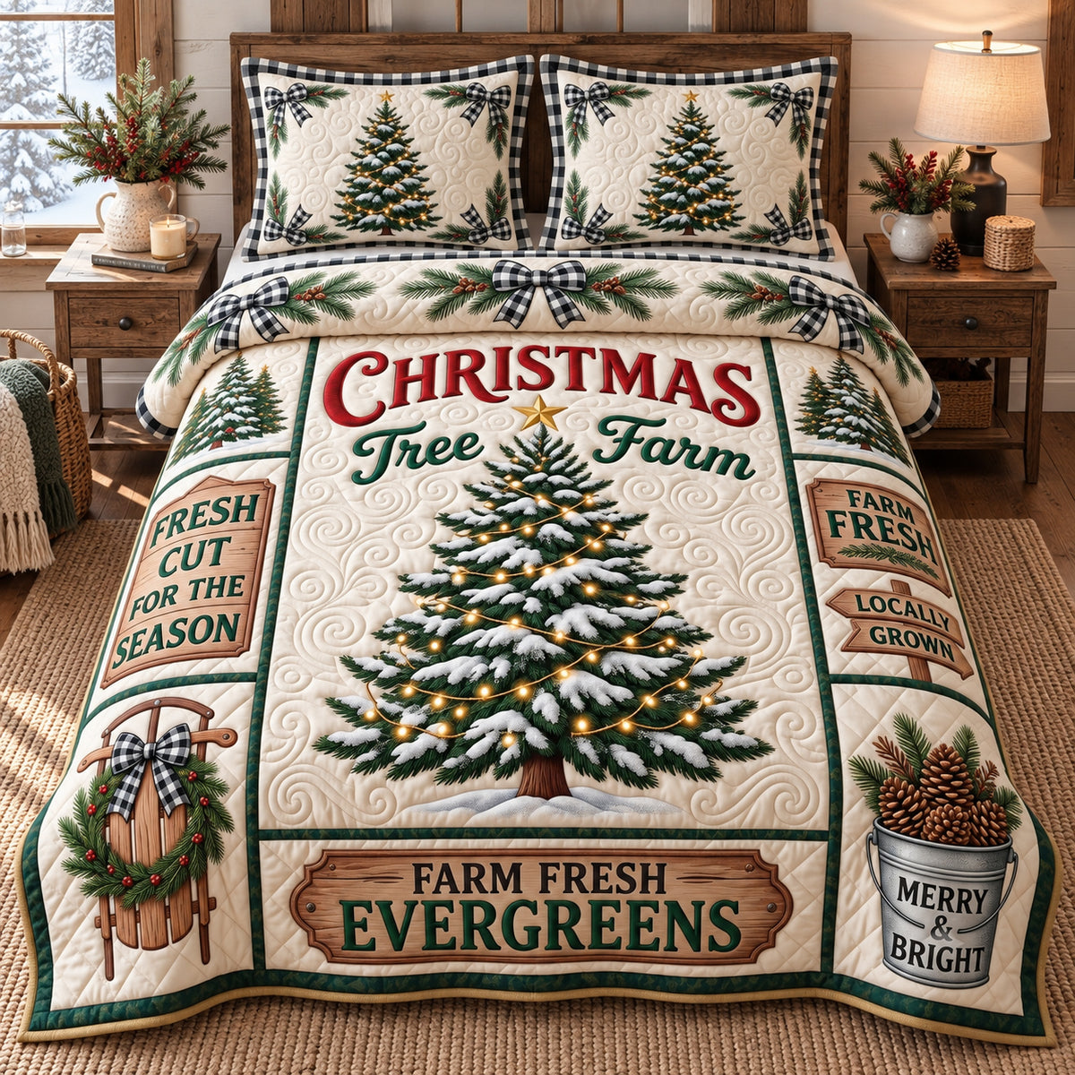 Christmas Tree Farm 3-Piece Quilted Bedding Set GFTOTP21930