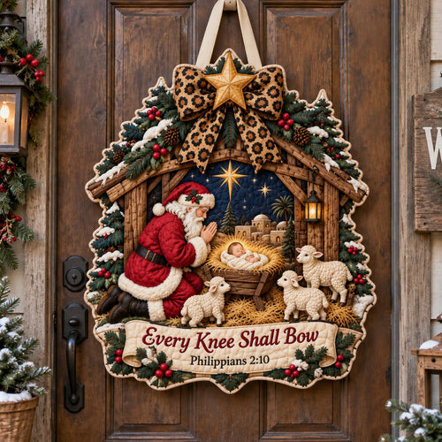 Kneeling Santa Nativity Custom Shape Quilted Door Hanger GFTOTP21932