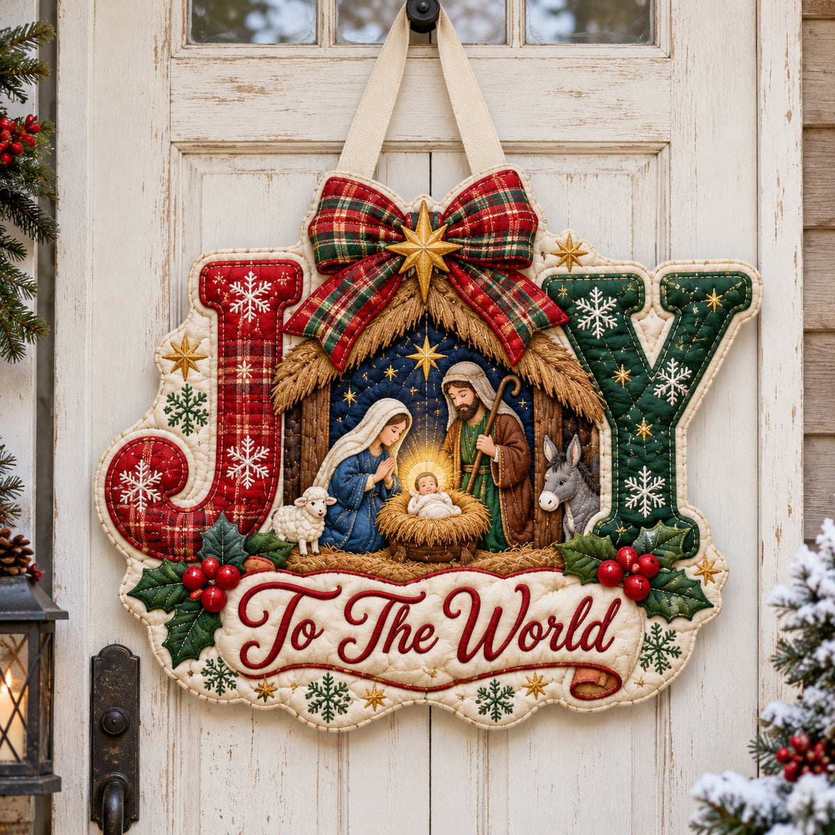 Joy To World Custom Shape Quilted Door Hanger GFTOTP21935