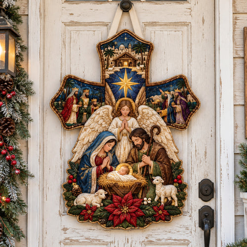 Holy Family Cross Custom Shape Quilted Door Hanger GFTOTP21937