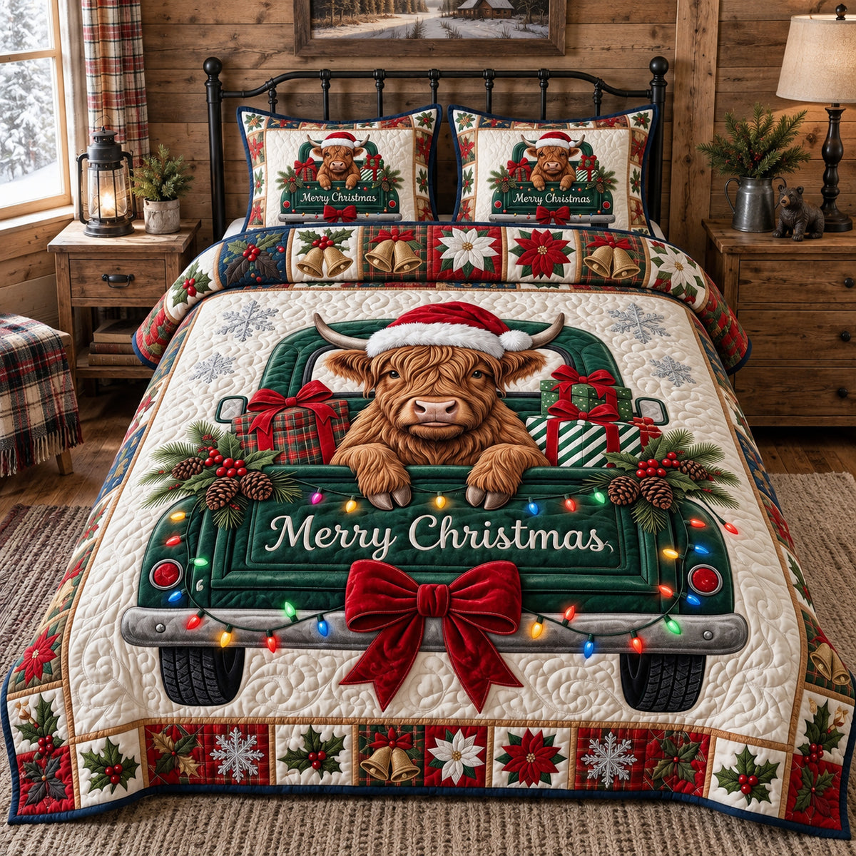Christmas Blessings Truck 3-Piece Quilted Bedding Set GFTOTP21962