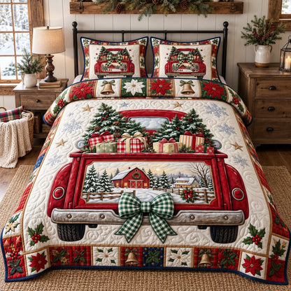 Festive Farm Truck 3-Piece Quilted Bedding Set GFTOTP21963