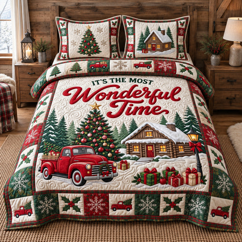Wonderful Time Truck 3-Piece Quilted Bedding Set GFTOTP21965