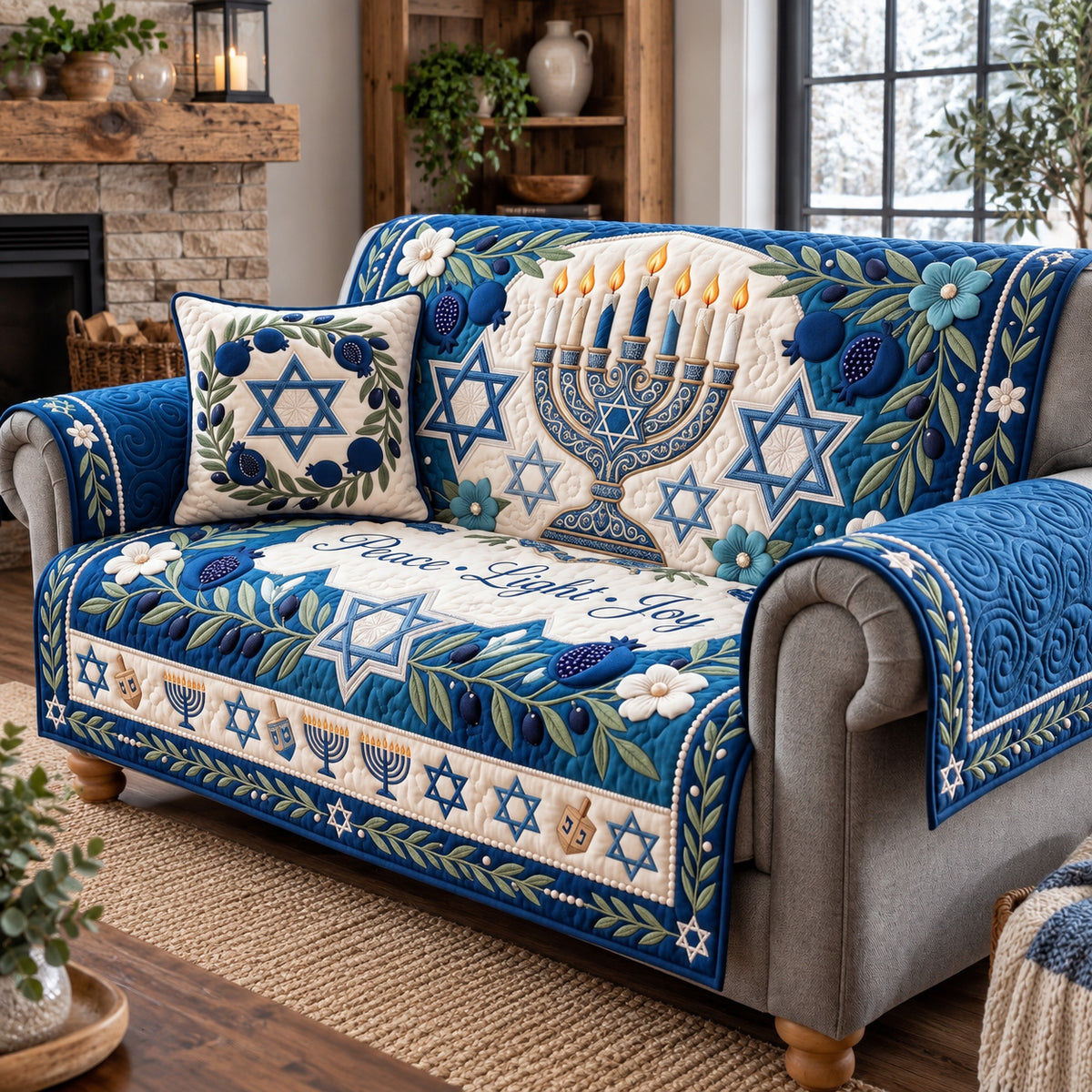 Hanukkah Patchwork Quilted Sofa Cover GFTOTP21977