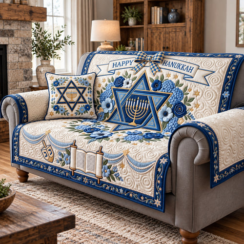 Hanukkah Patchwork Quilted Sofa Cover GFTOTP21978