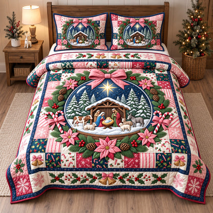 Snow Globe Nativity 3-Piece Quilted Bedding Set GFTOTP22019