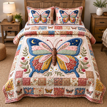 Patchwork Butterfly 3-Piece Quilted Bedding Set GFTOTP22023