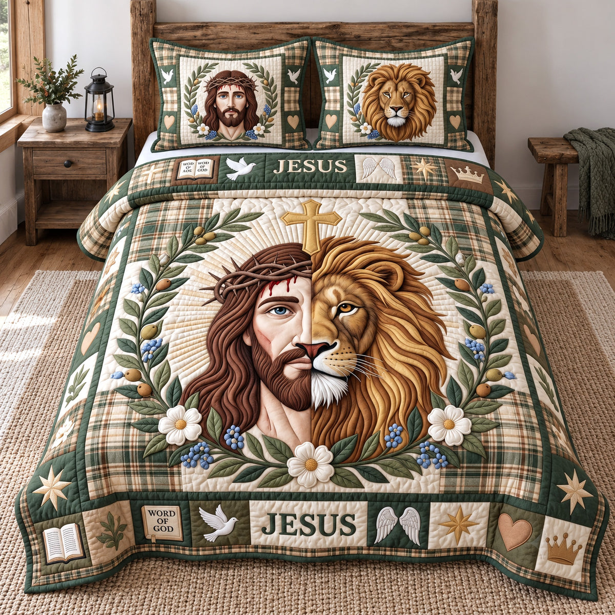 Lion Of Judah 3-Piece Quilted Bedding Set GFTOTP22029