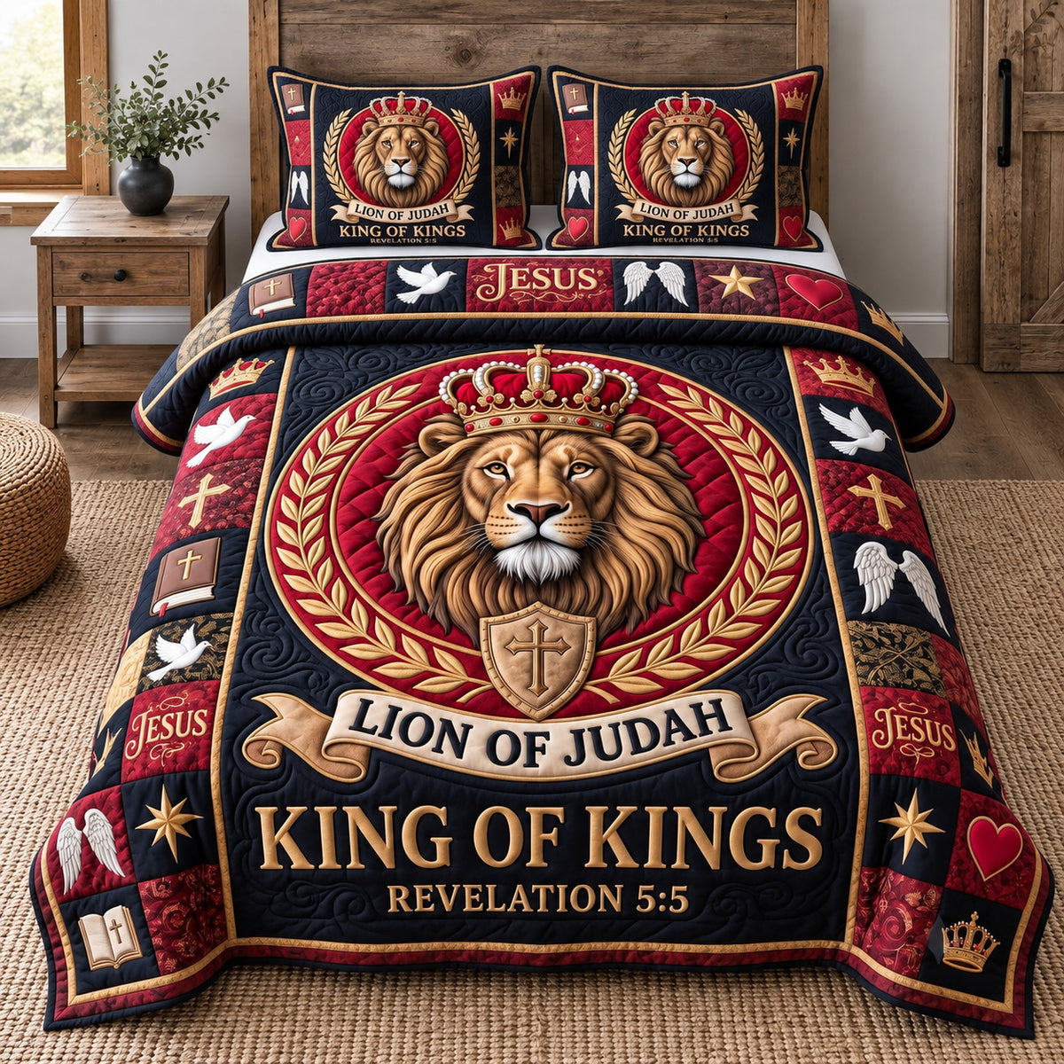 Lion Of Judah 3-Piece Quilted Bedding Set GFTOTP22030