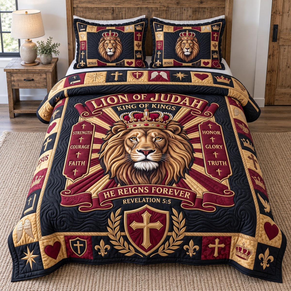 Lion Of Judah 3-Piece Quilted Bedding Set GFTOTP22032