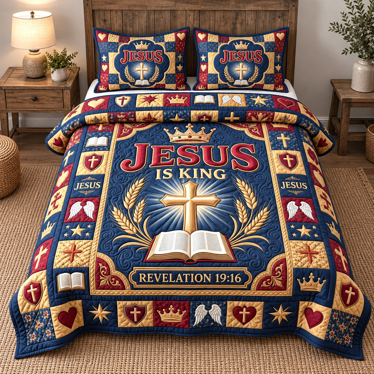 Jesus Is King 3-Piece Quilted Bedding Set GFTOTP22035