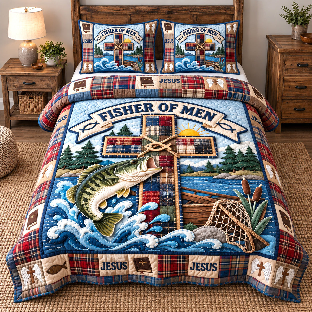 Fisher Of Men 3-Piece Quilted Bedding Set GFTOTP22036