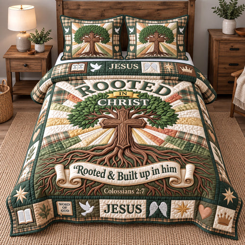 Rooted In Christ 3-Piece Quilted Bedding Set GFTOTP22039