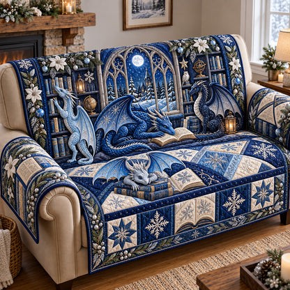 Winter Dragons Library Quilted Sofa Cover GFTOTP22049