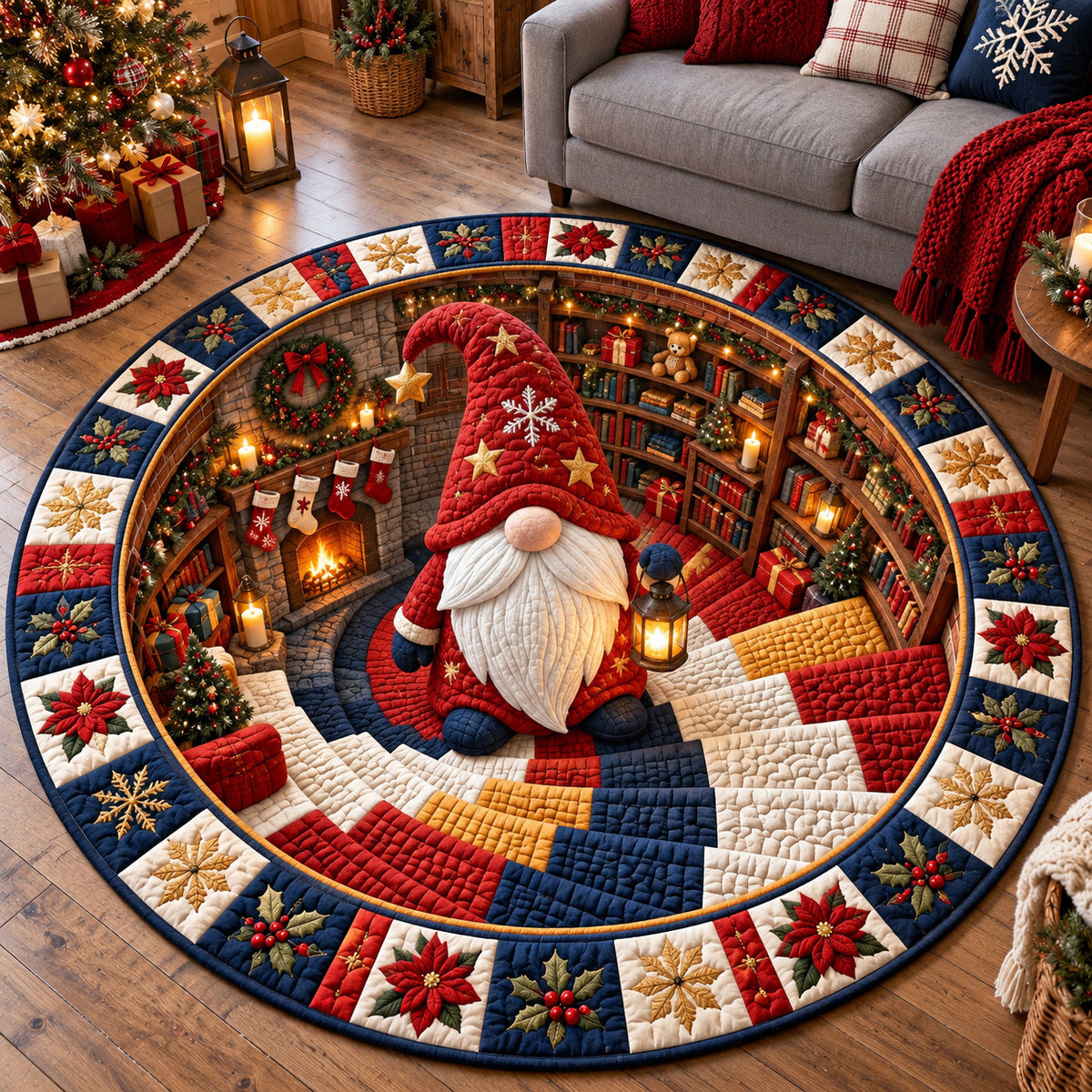 Christmas Gnome Hole Quilted Round Mat GFTOTP22055