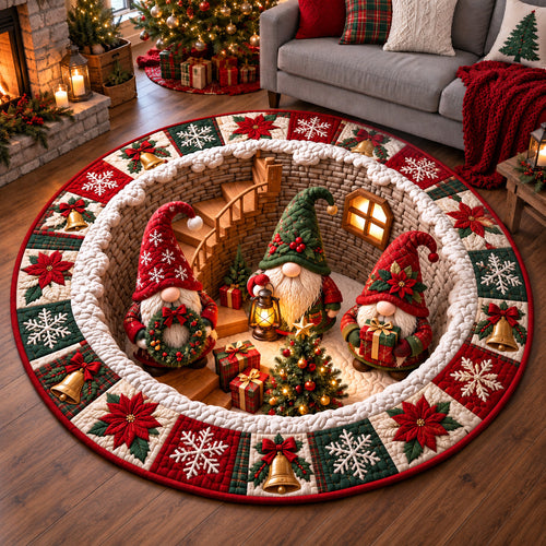 Christmas Gnome Hole Quilted Round Mat GFTOTP22056