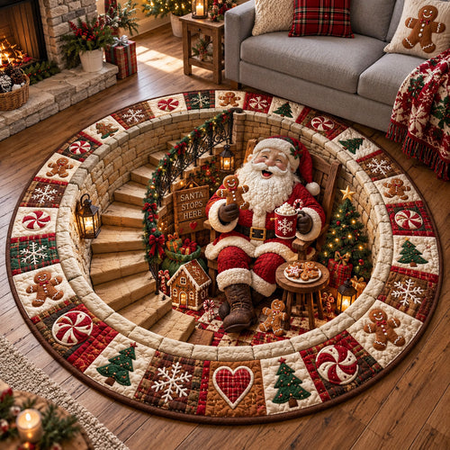Santa Workshop Quilted Round Mat GFTOTP22086
