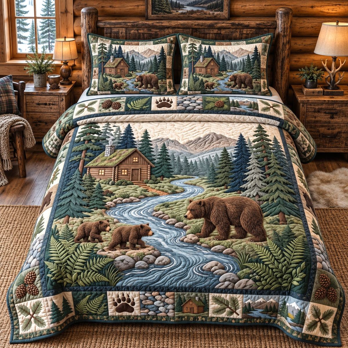 Forest Charm 3-Piece Quilted Bedding Set GFTOTP22098