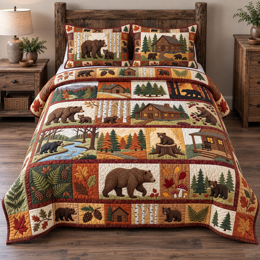 Forest Patchwork Charm 3-Piece Quilted Bedding Set GFTOTP22100