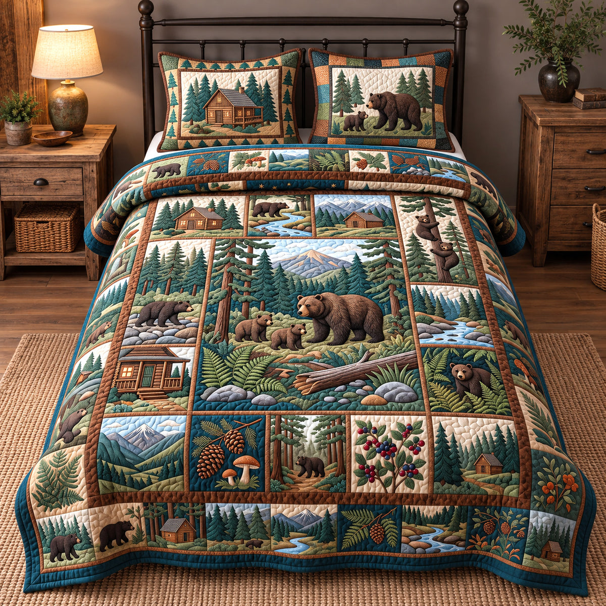 Forest Patchwork Charm 3-Piece Quilted Bedding Set GFTOTP22101