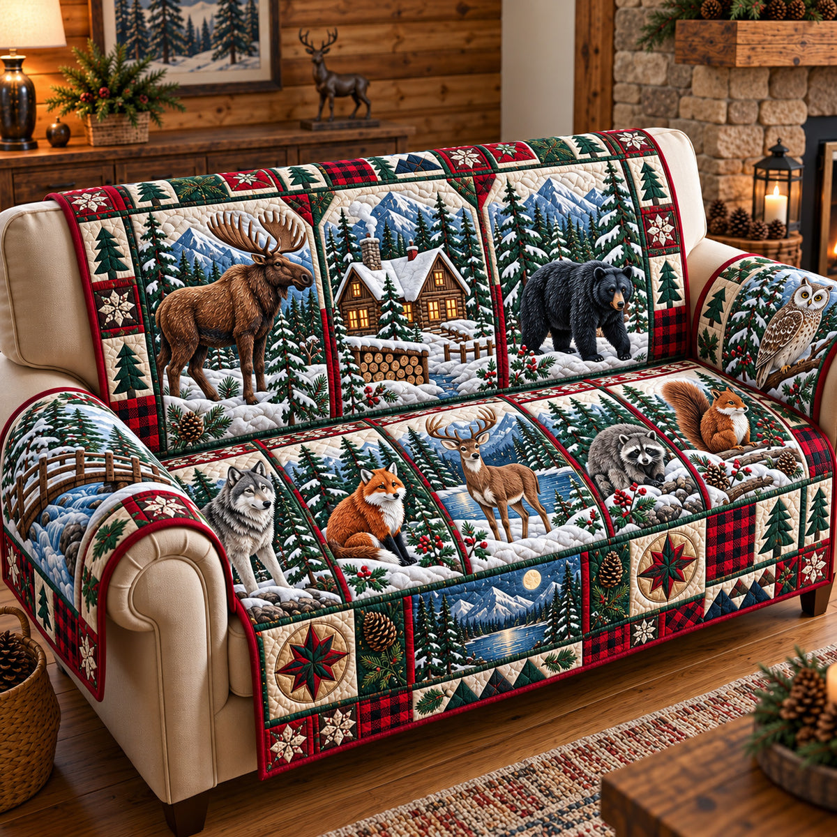 Forest Charm Quilted Sofa Cover GFTOTP22103